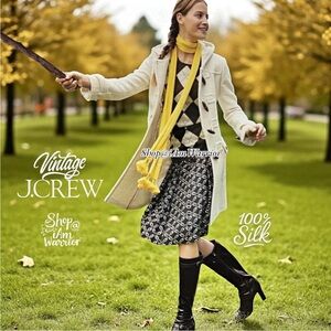 J.Crew RARE Vintage Equestrian Chain-Link Chocolate Silk Skirt *shop@iamwarrior